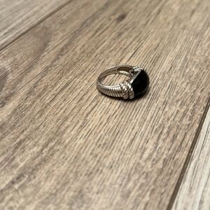 Judith Ripka ring size 6 - braided band - black stone. 925 stamped